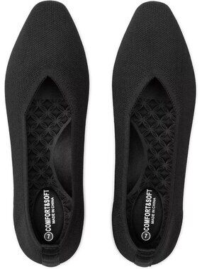 Women's 01-Black Slip-On Square Toe Knitted Flats Breathable Lightweight Shoes